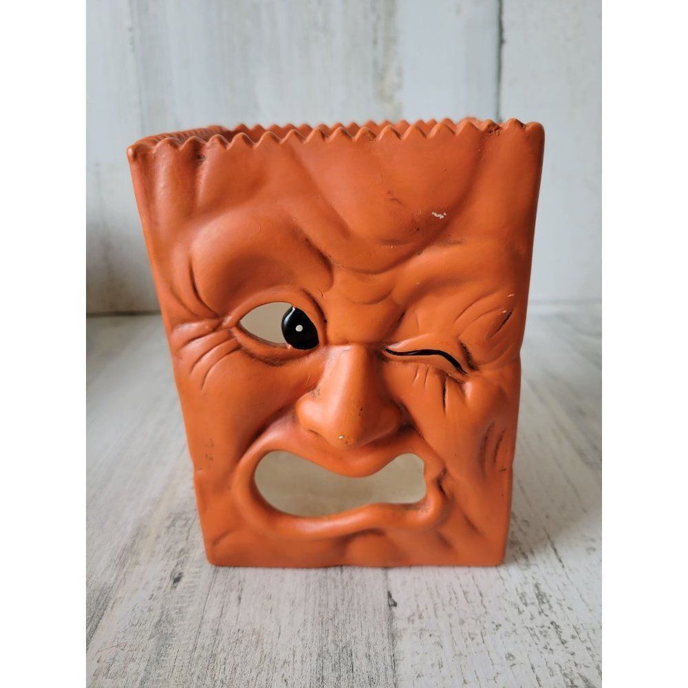 Robert Allen polymorphic pumpkin ceramic vintage jack-o'-lantern candle holder H